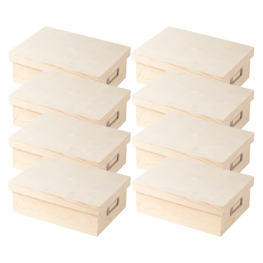 8 Pack: Wood Photo Box with Lid by Make Market®